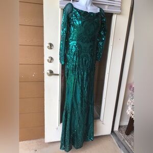 MISSORD Dark Green Dress with Sequins